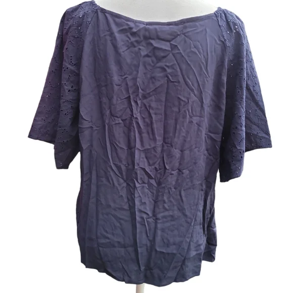 A New Day Tops | Navy Square Neck Button-Up Top | Color: Blue | Size: L - Picture 6 of 9